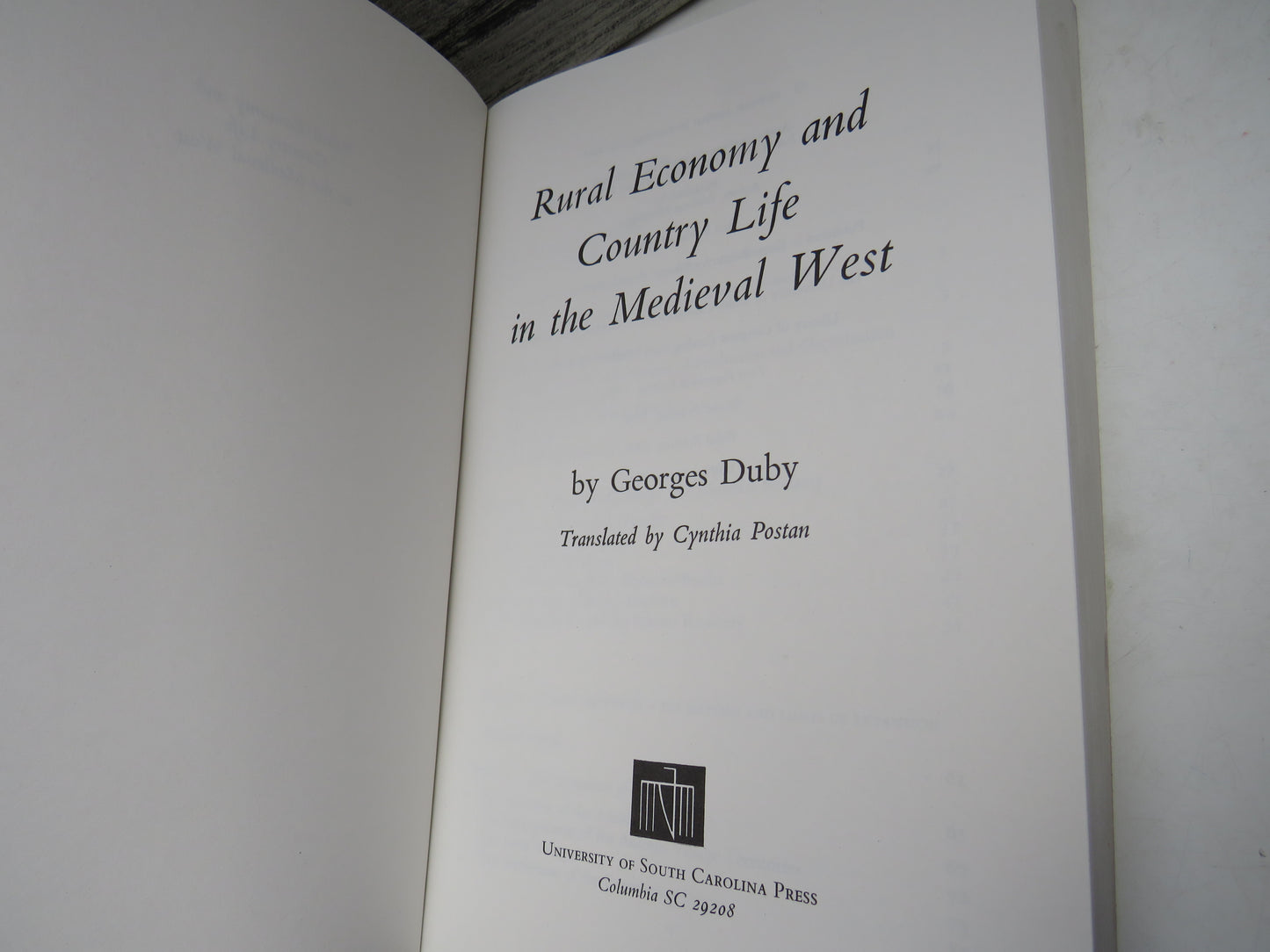 Rural Economy and Country Life In The Medieval West By Georges Duby Translated By Cynthia Postan 1990