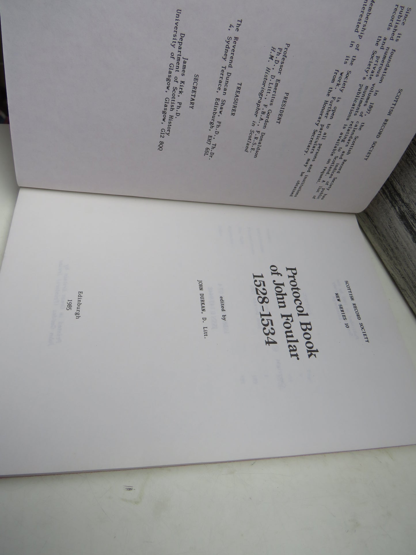 Protocol Book of John Foular 1528-1534 Edited By John Durkan 1985