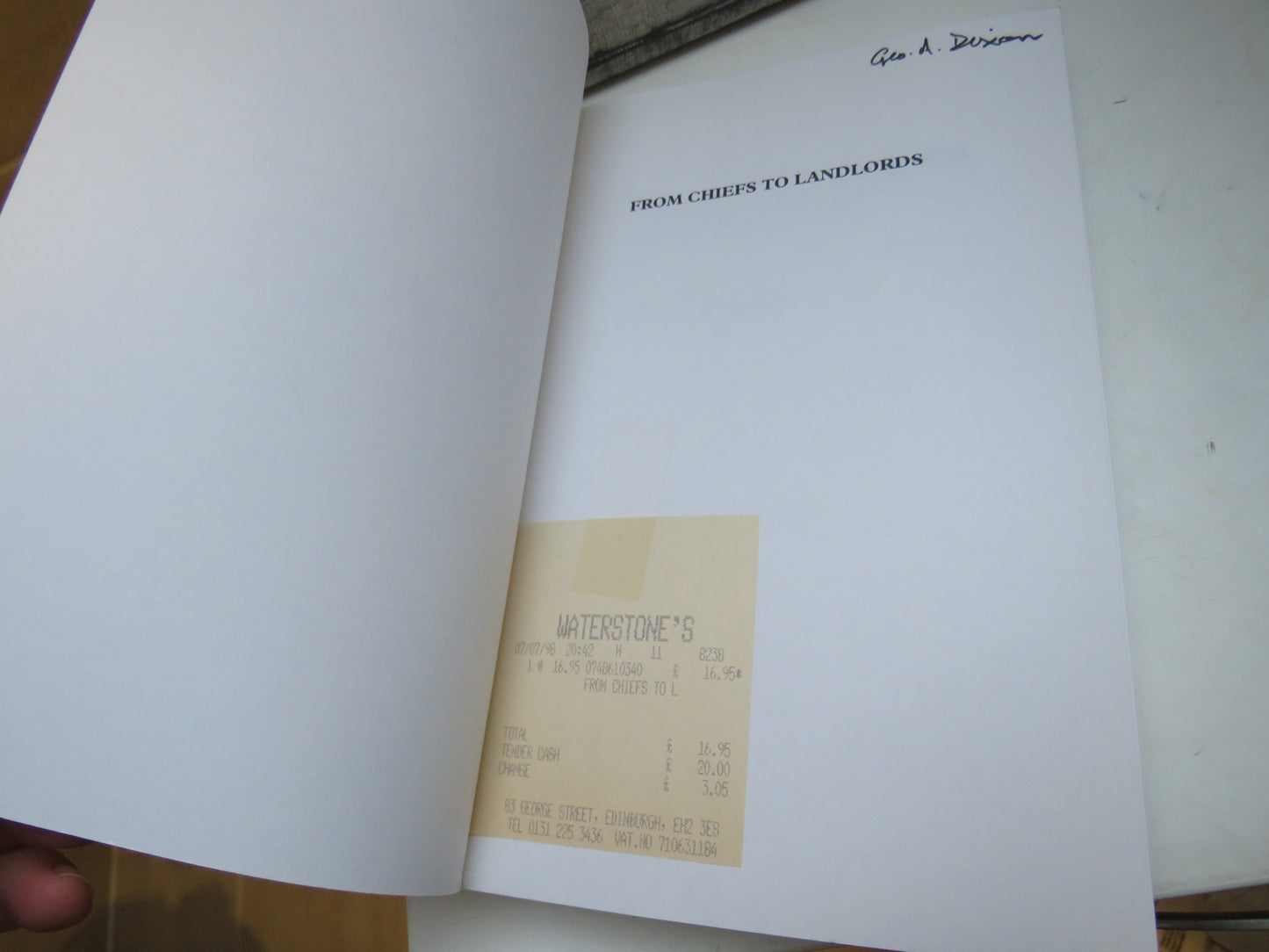 From Chiefs To Landlords Social and Economic Change In The Western Highlands and Islands, C.1493-1820 By Robert A. Dodgshon 1998