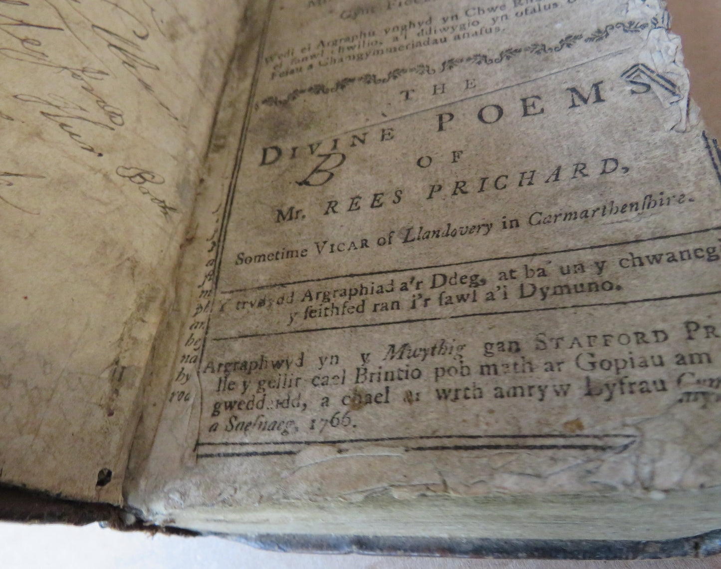 Sef, Gwait Mr Rees Prichard Cynt Ficcer Llanddyfri 1766