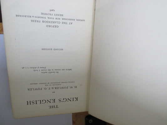 The King's English By H.W. Fowler & F. G. Fowler 1908