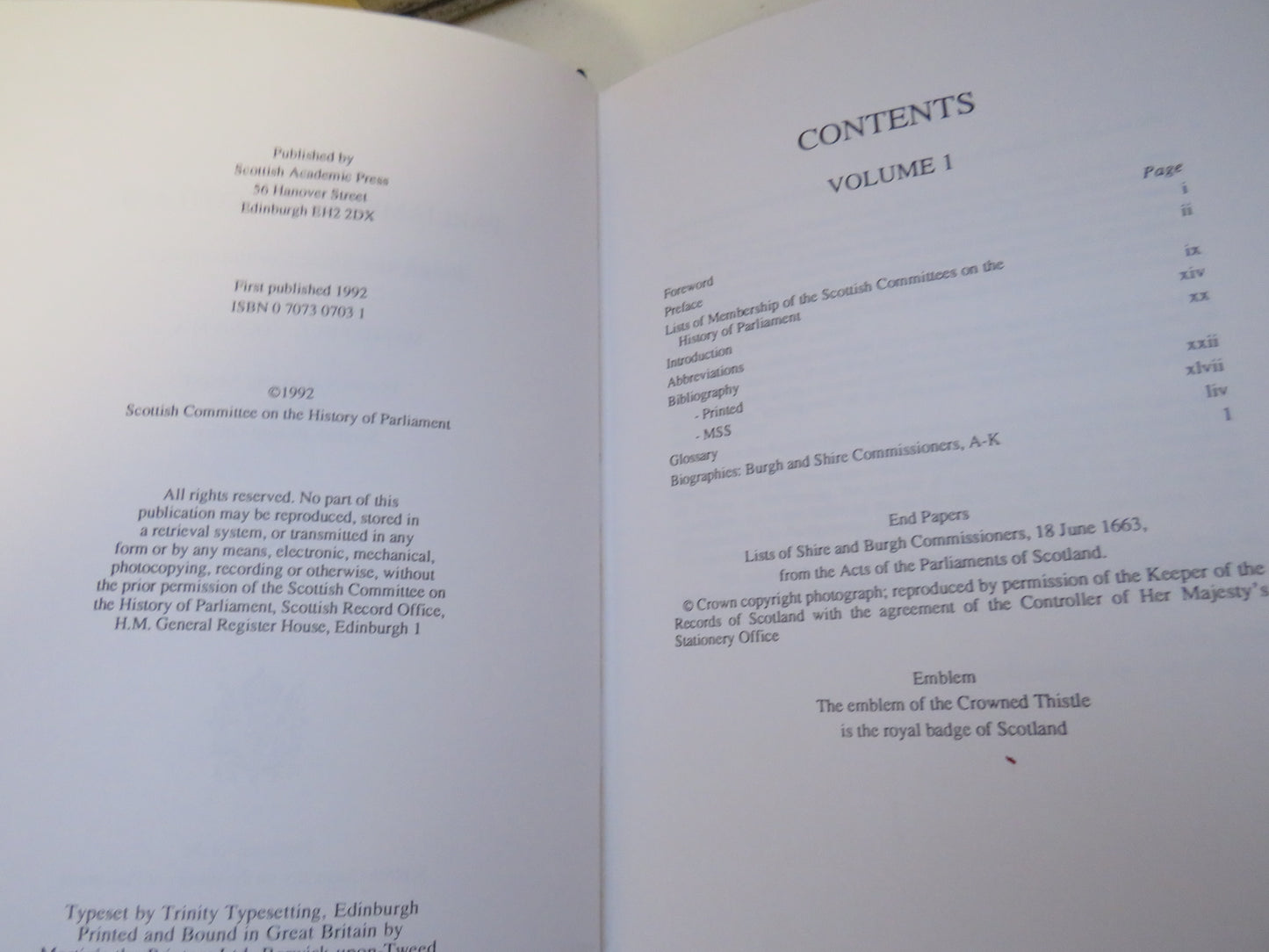 The Parliaments of Scotland Burgh and Shire Commissioners 2 Volume Set 1992, 1993