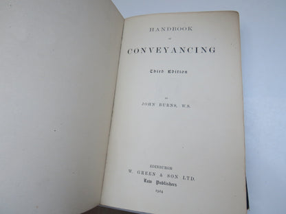Handbook of Conveyancing By John Burns 1924 Antique Book book image 3
