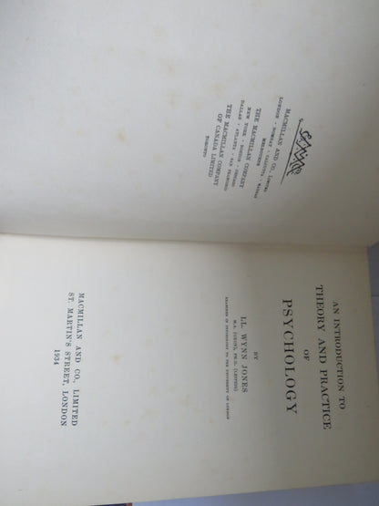 An Introduction To Theory Practice of Psychology By LL. Wynn Jones 1934 book image 2