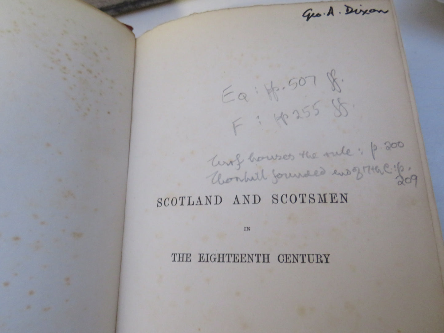 Scotland and Scotsmen In Eighteenth Century 2 Volume II Set 1888