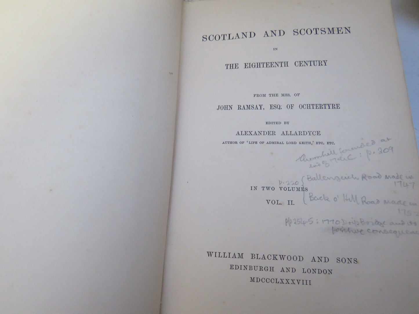 Scotland and Scotsmen In Eighteenth Century 2 Volume II Set 1888