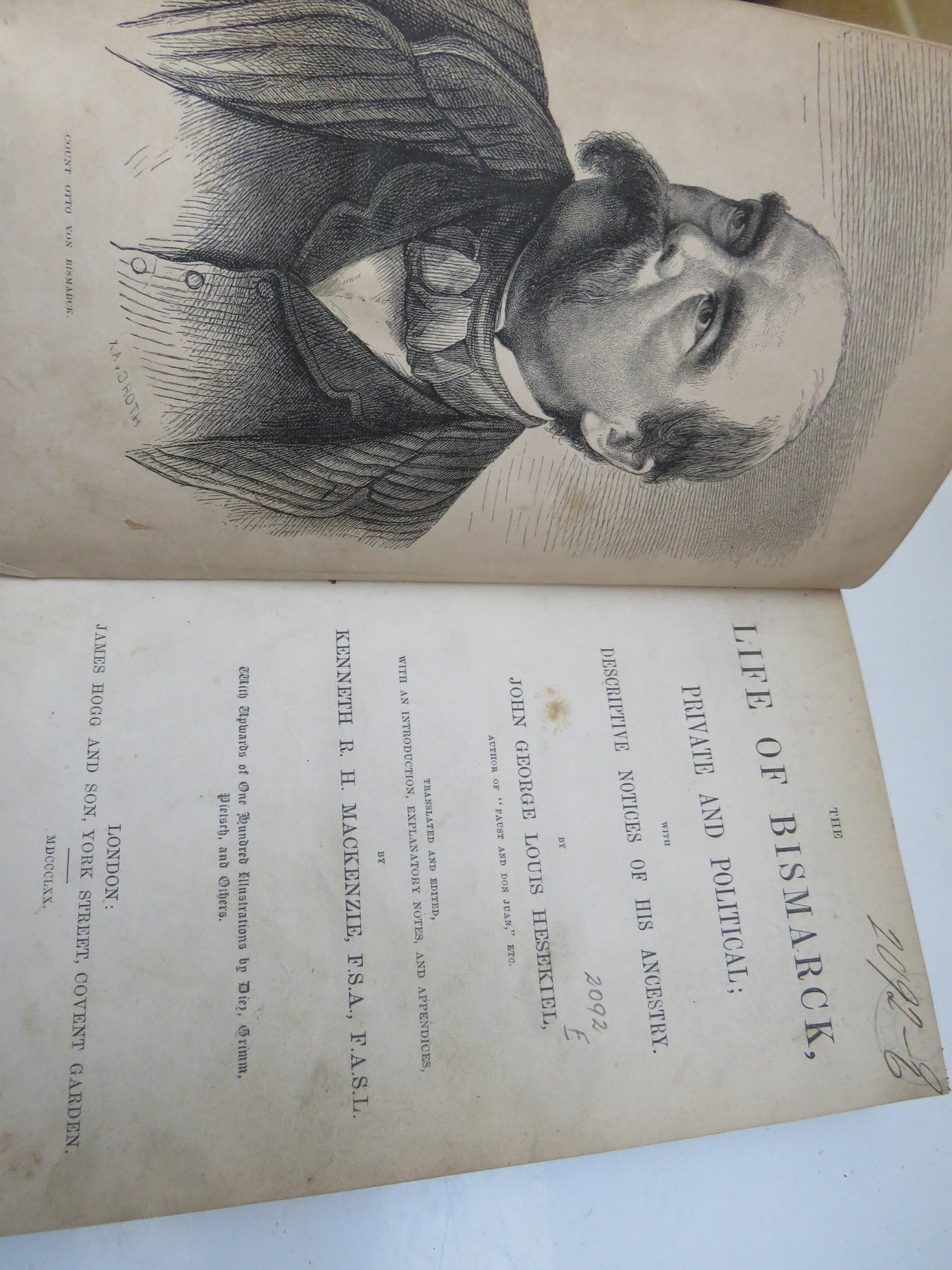 The Life of Bismarck, Private and Political; By John George Louis Hesekiel Translated By Kenneth R. H. Mackenzie 1870