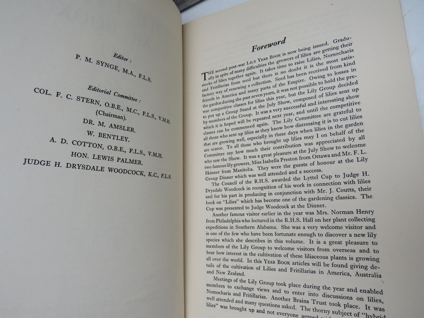 The Lily Year Book, 1947 Number 11, The Royal Horticultural Society