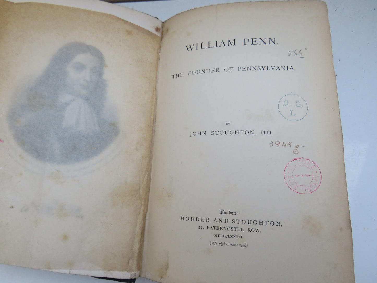 William Penn The Founder of Pennsylvania By John Stoughton 1882 Antique Book