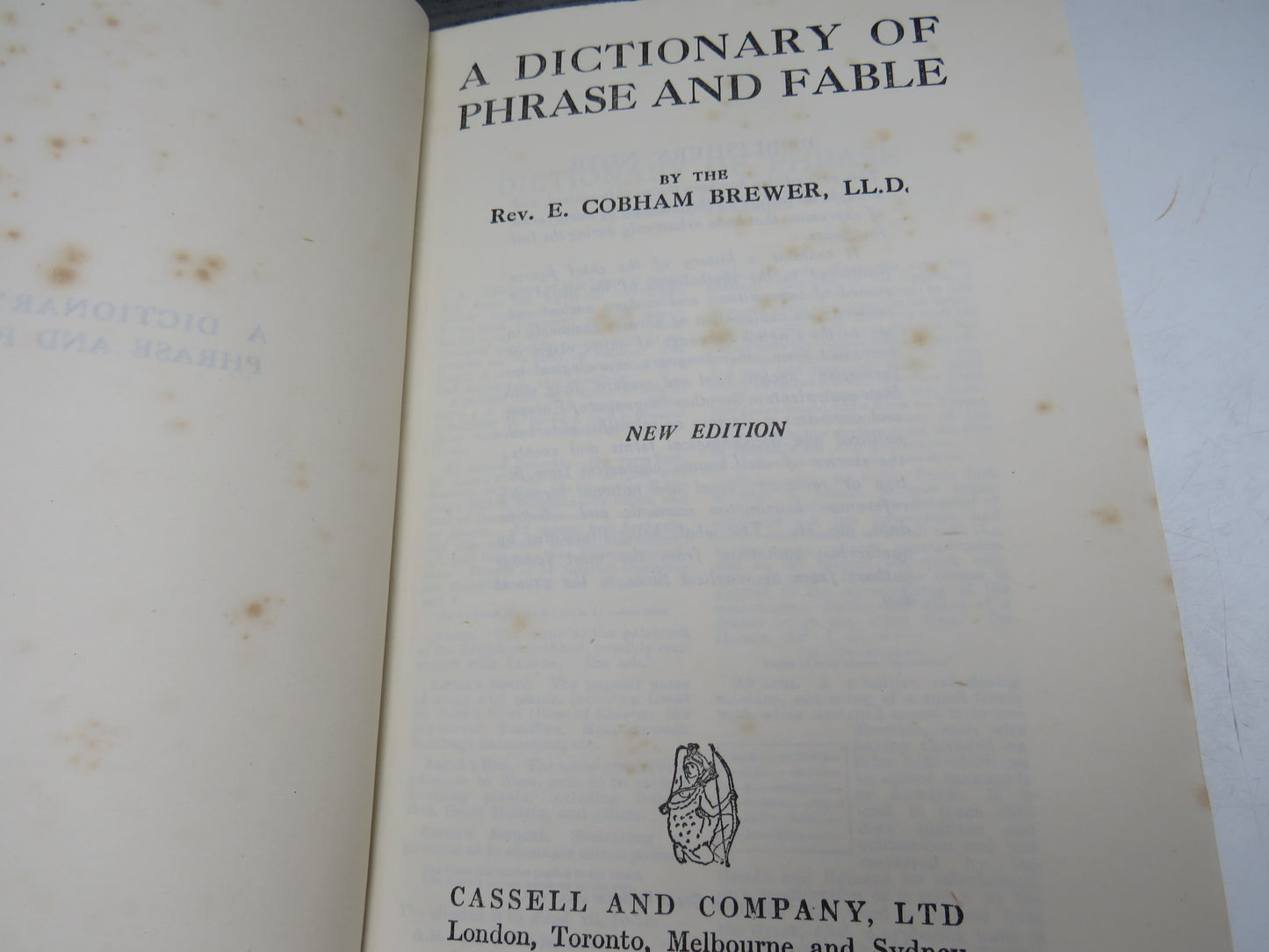 Brewer's Dictionary of Phrase & Fable by The Rev. E. Cobham Brewer