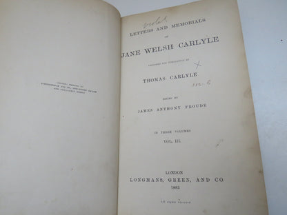 Letters and Memorials of Jane Welsh Carlyle Vol III 1883 Antique Book book image 3