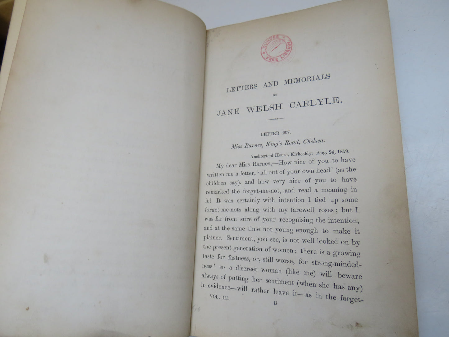 Letters and Memorials of Jane Welsh Carlyle Vol III 1883 Antique Book