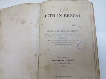 Jute In Bengal By Nibaran Chandra Chaudhury 1908 Antique Edwardian Book book image 5