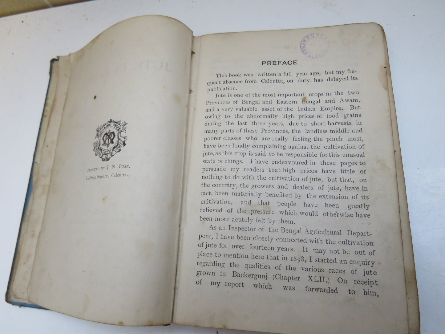 Jute In Bengal By Nibaran Chandra Chaudhury 1908 Antique Edwardian Book