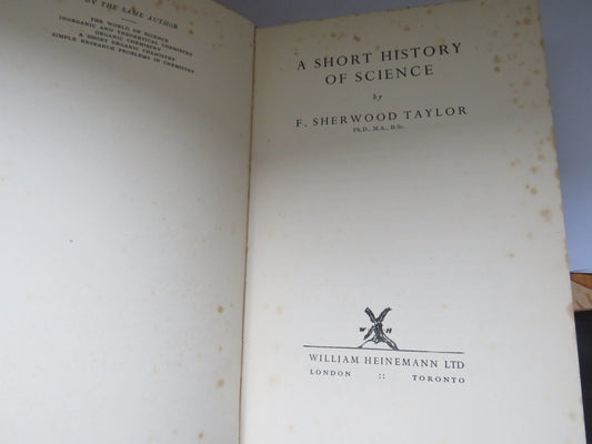 A Short History of Science By F. Sherwood Taylor