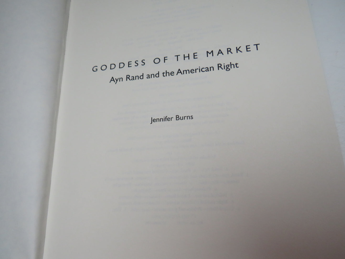 Goddess of the Market Ayn Rand and The American Right By Jennifer Burns 2009