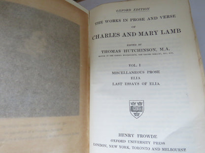 The Works In Prose and Verse of Charles and Mary Lamb Edited By Thomas Hutchinson Vol I book image 3