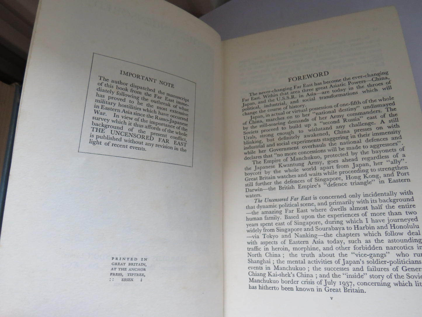 The Uncensored Far East By H. Hessell Tiltman 1937