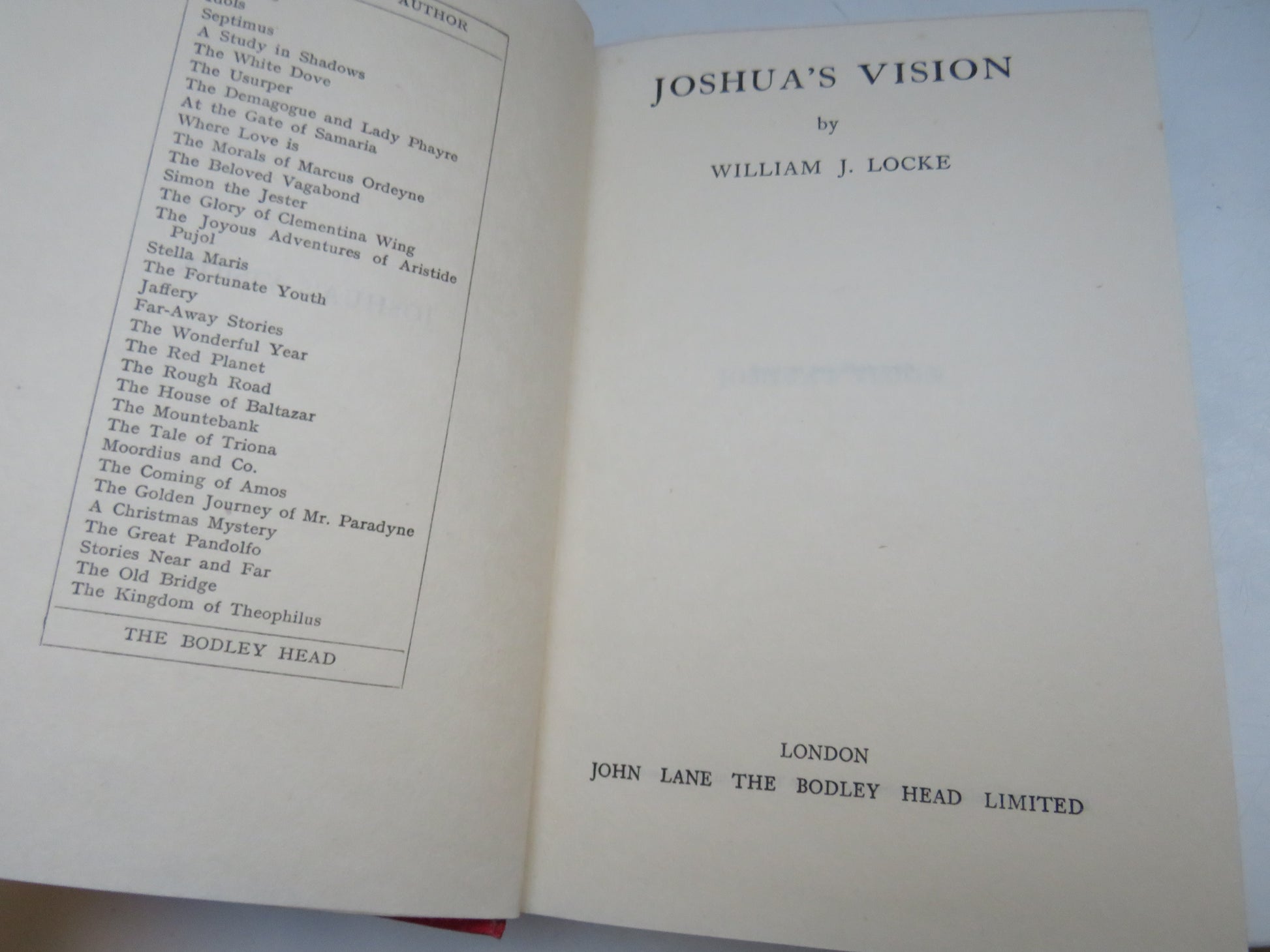 Joshua's Vision By William J. Locke 1928 1st Edition book image 4