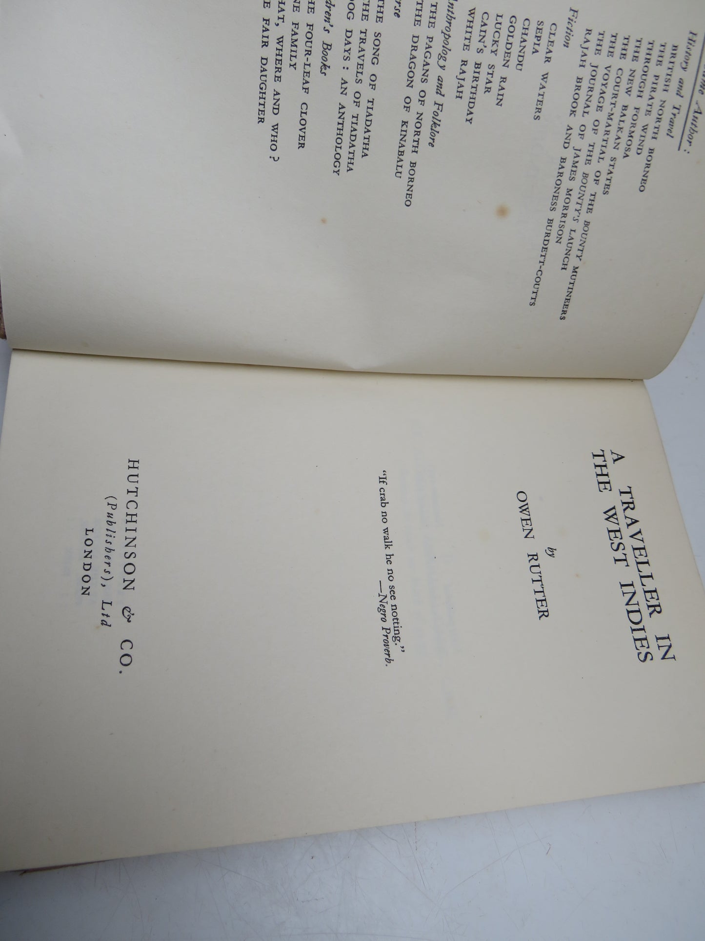 A Traveller In The West Indies By Owen Rutter 1936
