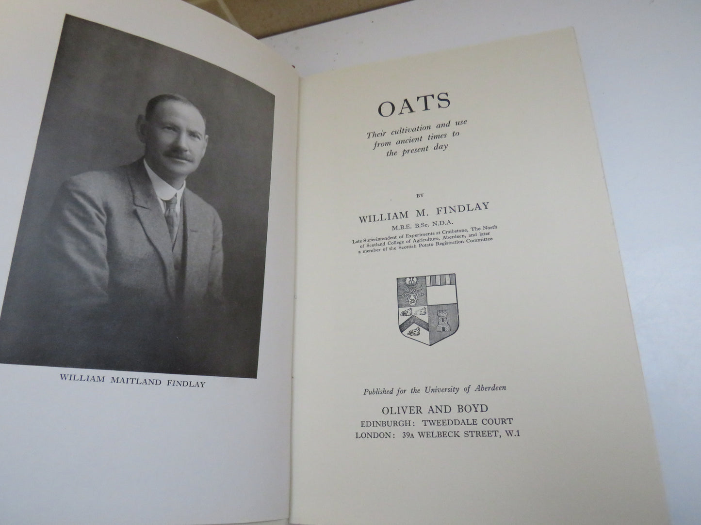 Oats:  Their Cultivation and Use from Ancient Times to the Present Day by William M. Findlay, 1956