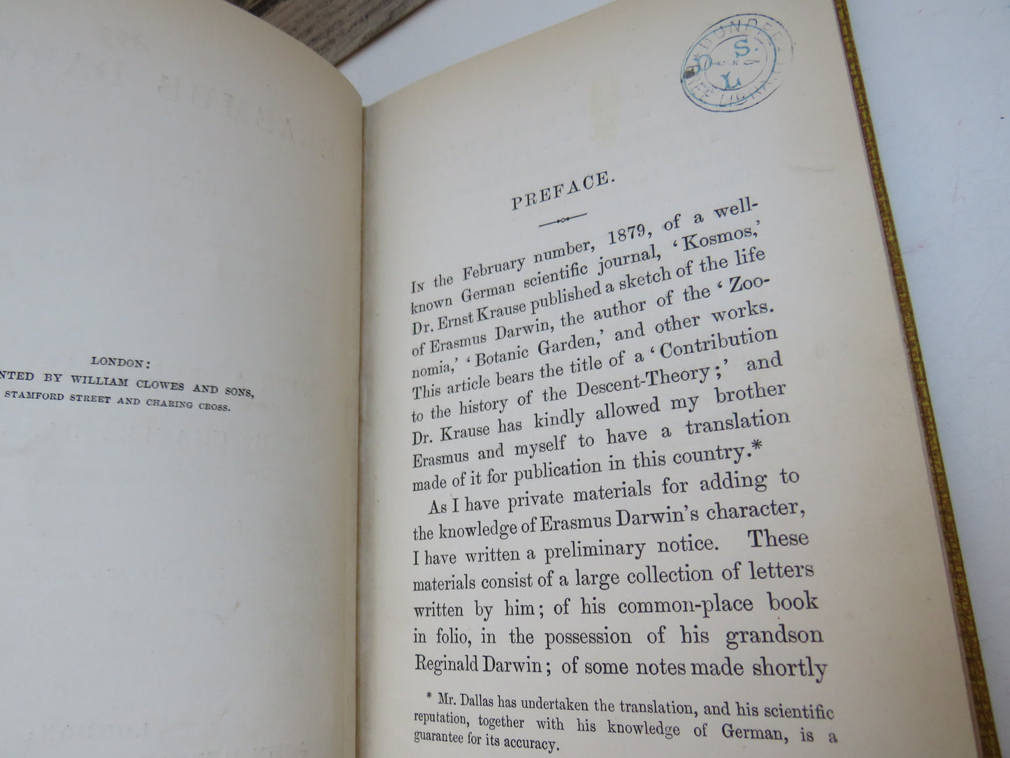 Erasmus Darwin By Ernst Krause Translated From The German By W.S. Dallas With A Preliminary Notice B book image 5