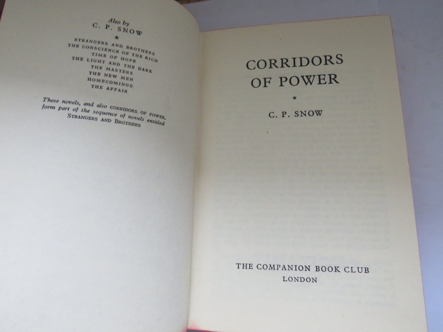 Corridors of Power By C.P. Snow 1964