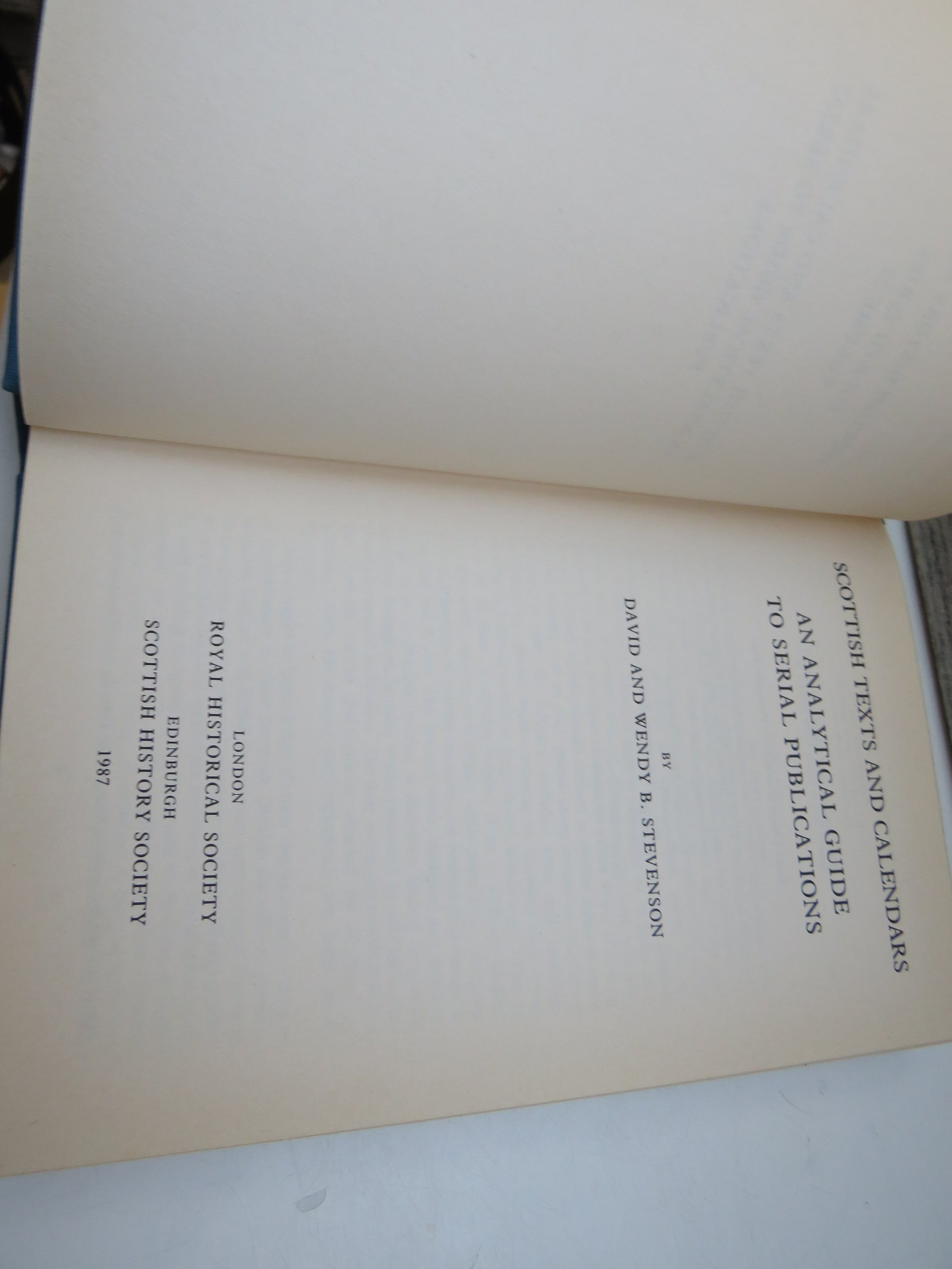 Scottish Texts and Calendars An Analytical Guide To Serial Publications By David and Wendy B. Steven book image 4