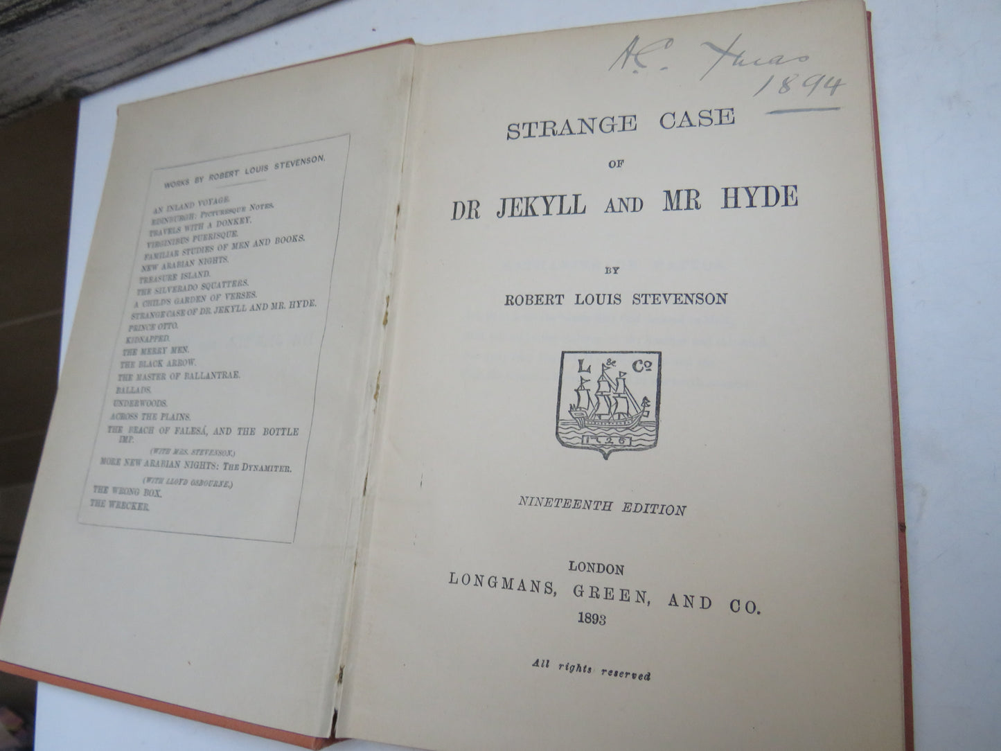 Strange Case of Dr Jekyll and Mr Hyde By Robert Louis Stevenson 1893