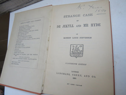 Strange Case of Dr Jekyll and Mr Hyde By Robert Louis Stevenson 1893 book image 3