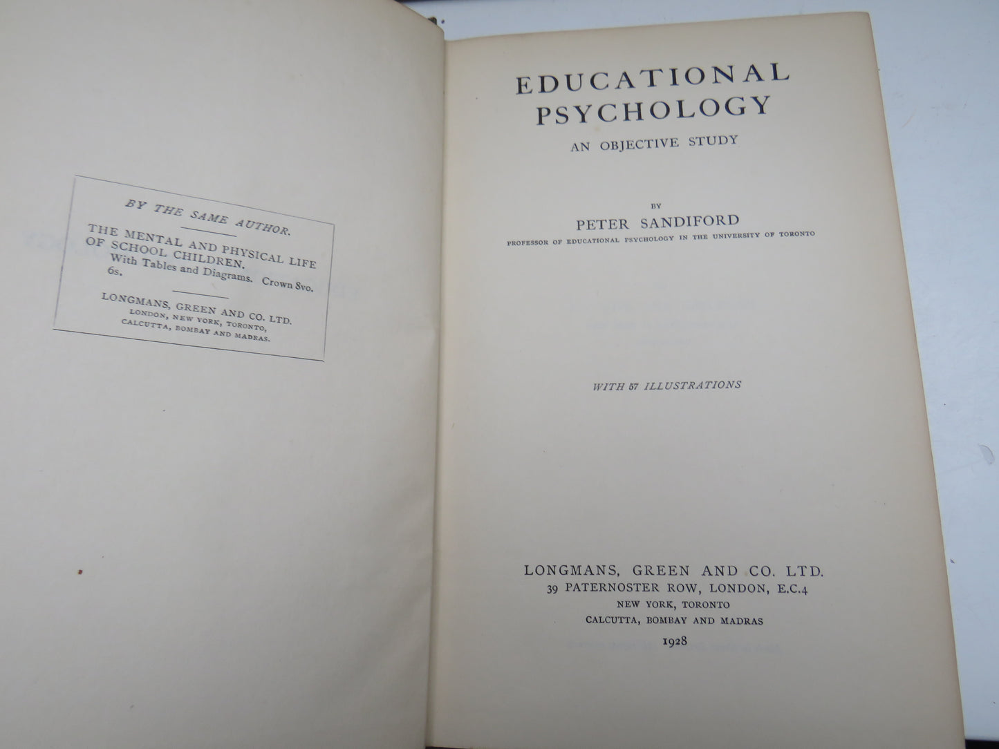 Educational Psychology An Objective Study By Peter Sandiford 1928
