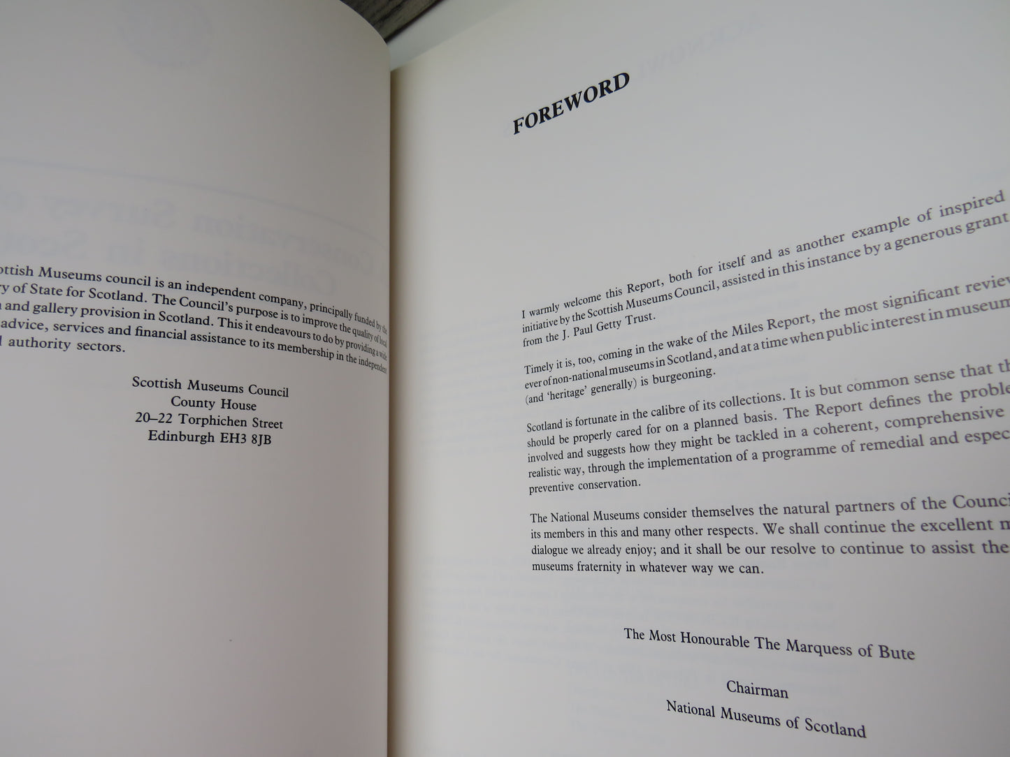 A Conservation Survey of Museum Collections In Scotland By Brian Ramer 1989