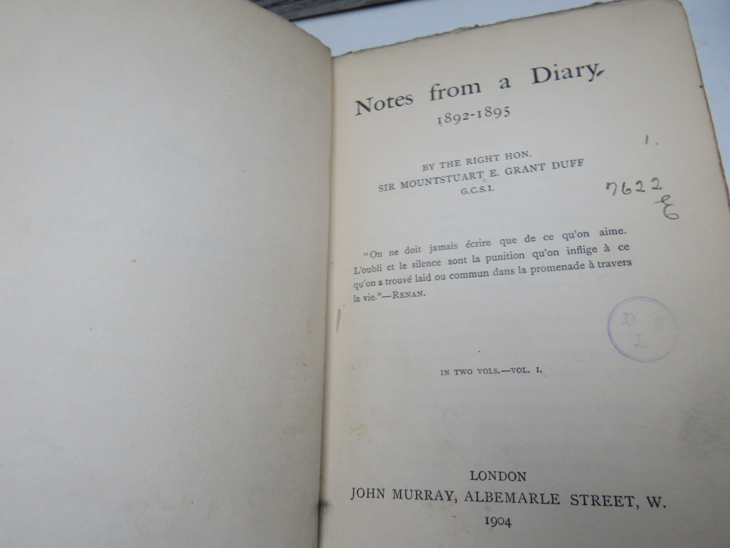 Notes From A Diary 1892-1895 By The Right Hon. Sir Mountstuart E. Grant Duff 1904 2 Volumes