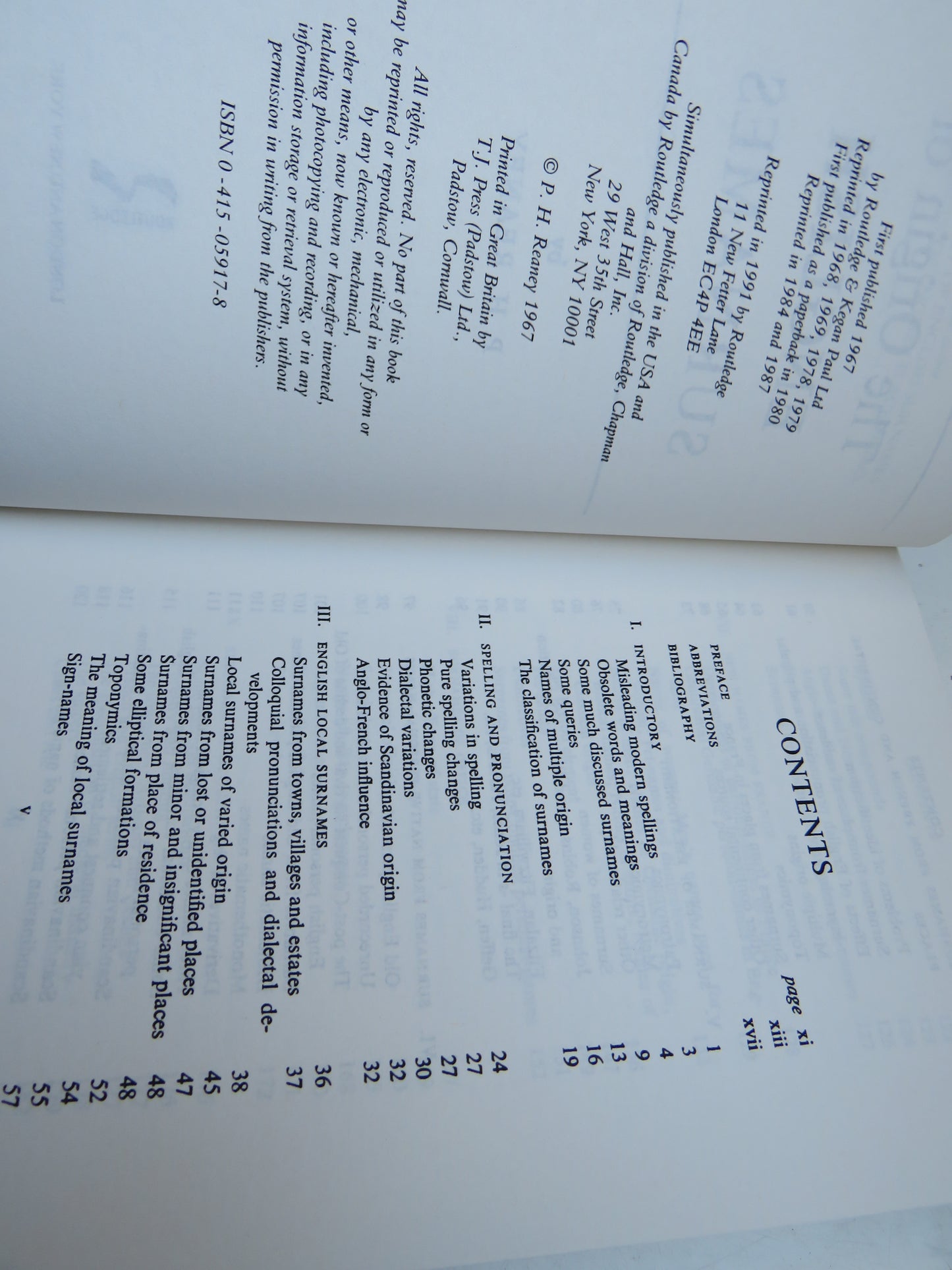 The Origin of English Surnames By P.H. Reaney 1991