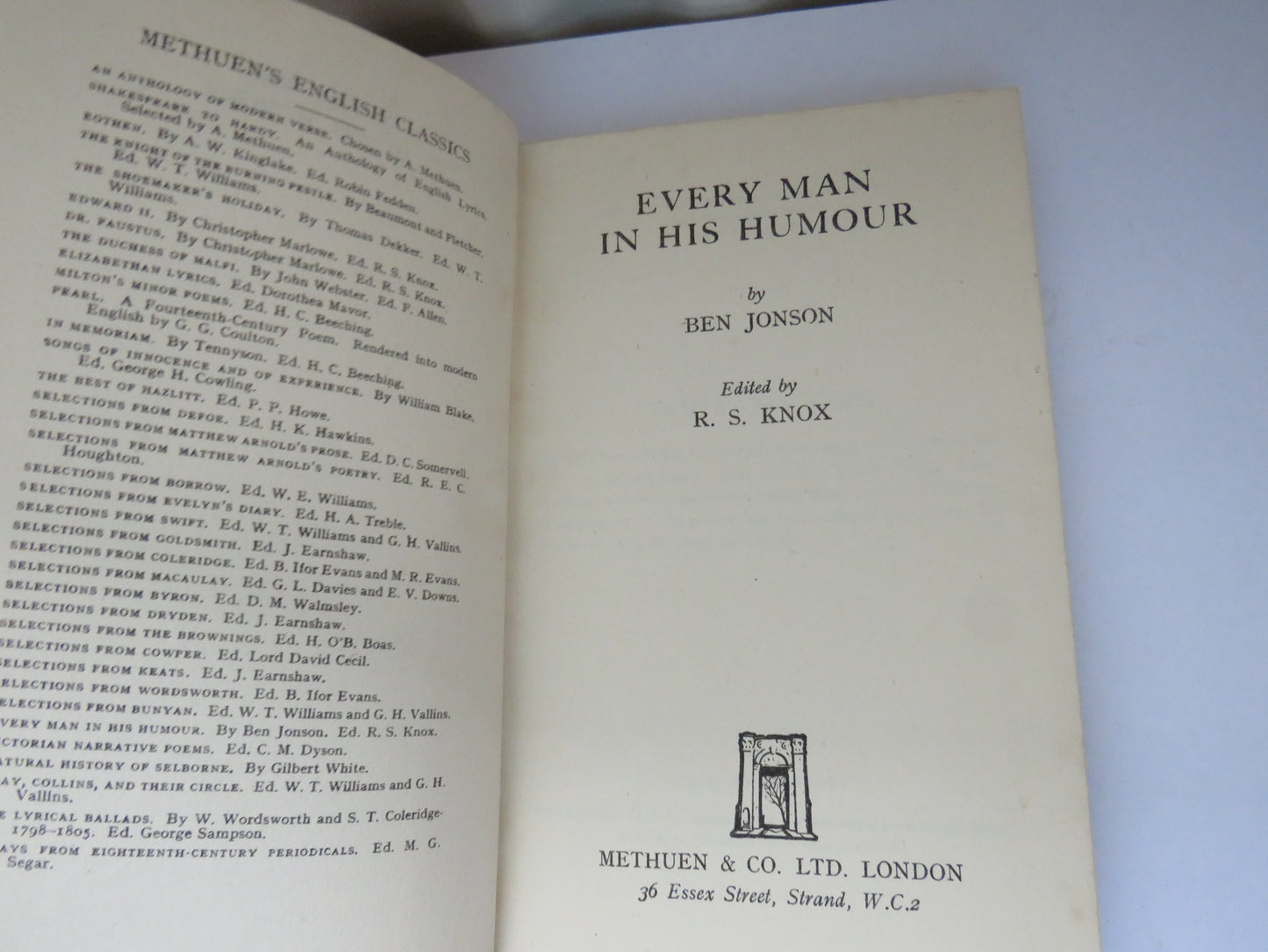 Every Man In His Humour by Ben Jonson 1955