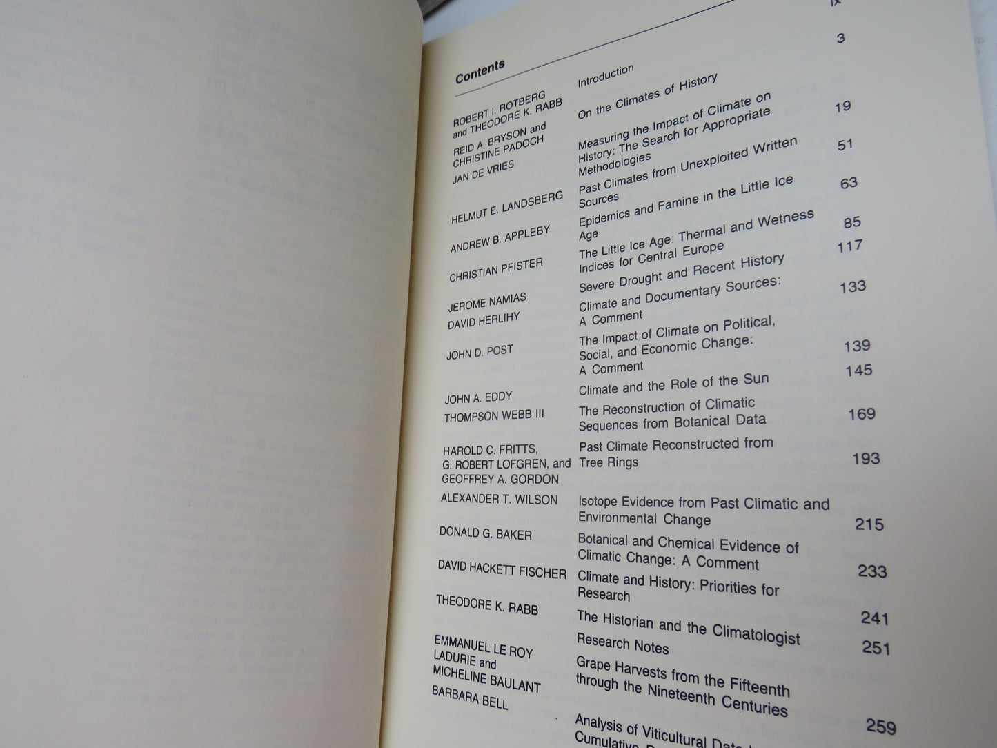 Climate and History Studies In Interdisciplinary History 1981