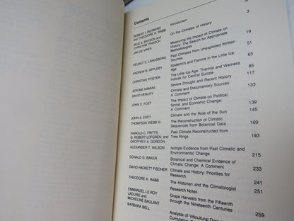 Climate and History Studies In Interdisciplinary History 1981