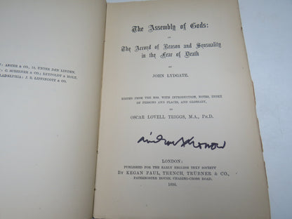 The Assembly of Gods: Or The Accord of Reason and Sensuality In The Fear of Death By John Lydgate 1895