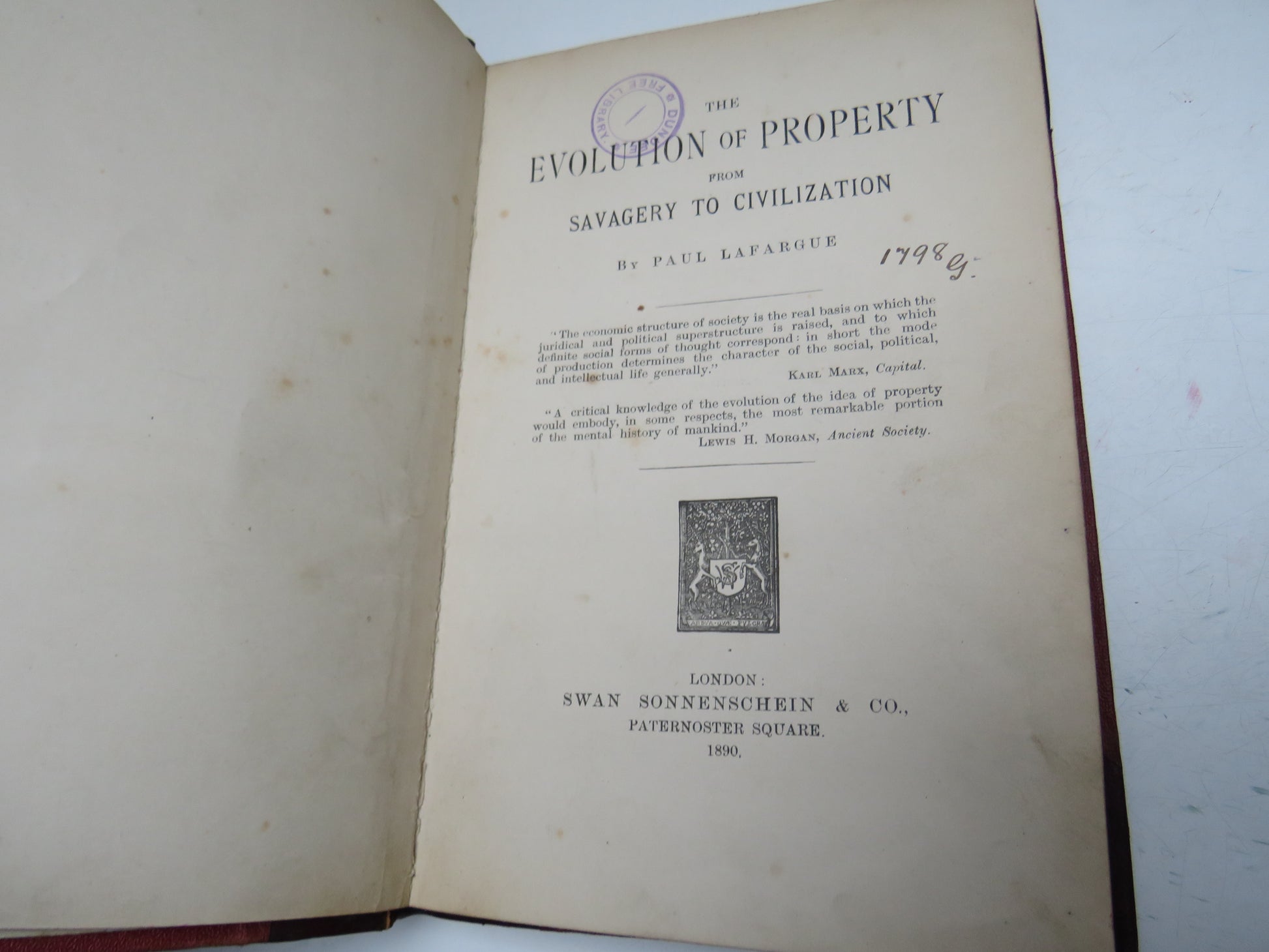 The Evolution of Property From Savagery To Civilization By Paul Lefargue 1890 book image 4