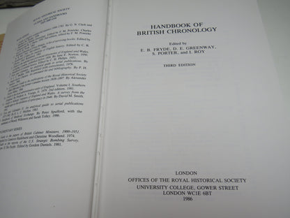 Handbook of British Chronology 1986