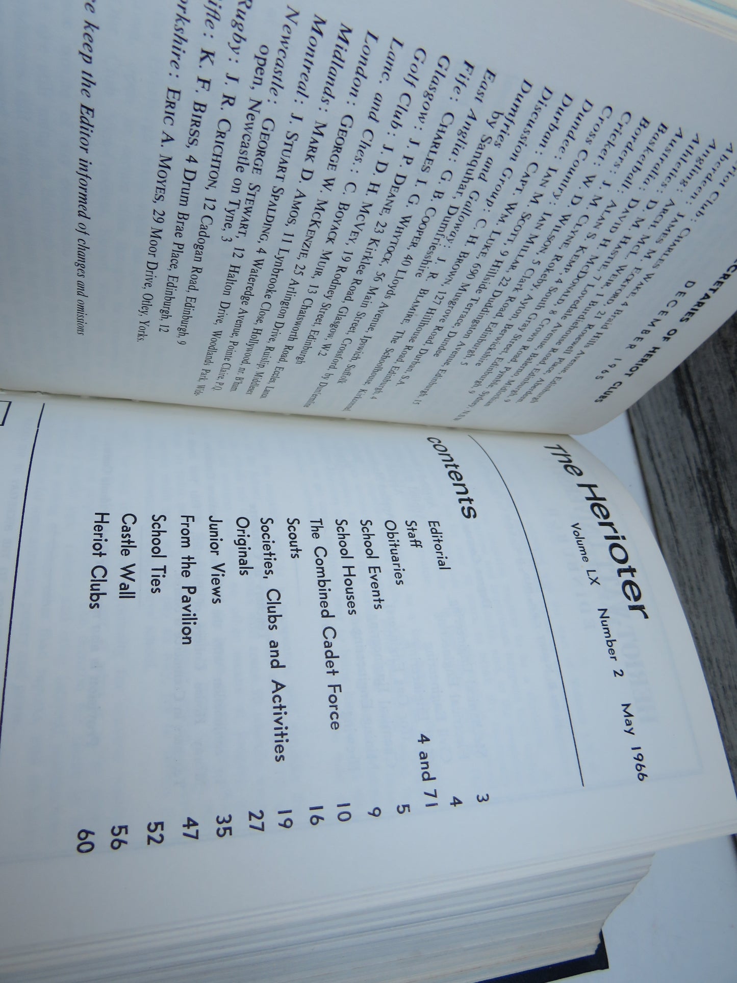The Herioter Vol. LVII No 2 1963, Vol. LVIII, No 1, LIX No. 1 1964, Vol LX No 1 1965, Vol LXI No 1966, Vol LXI No 2 1967, Vol LXII No I 1967, Vol LXII No 2 1968, LXIII No 1 1968, Vol LXIII No 2 1969, Vol LXIV No 1 1969