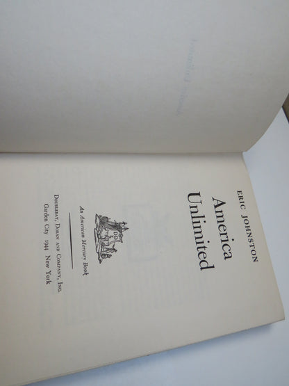 America Unlimited By Eric Johnston 1944 book image 3