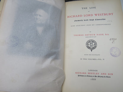 The Life of Richard Lord Westbury Formerly Lord Chancellor With Selections From His Correspondence By Thomas Arthur 1888
