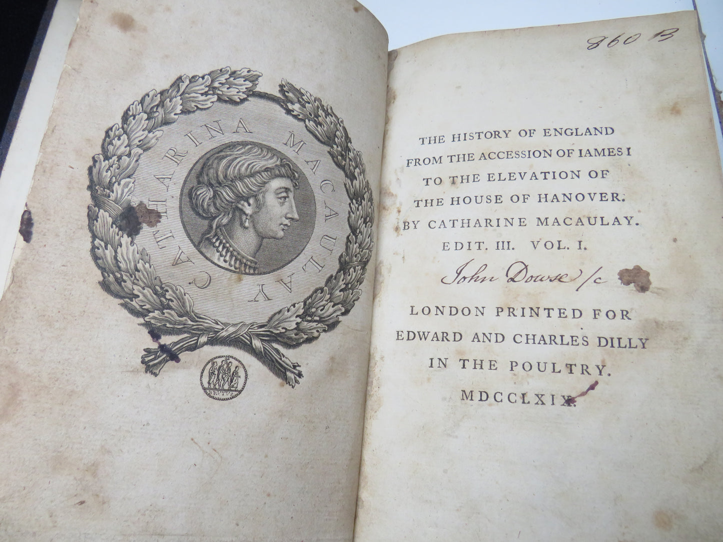The History of England From The Accession of James I To The Elevation of The House of Hanover By Catherine Macaulay 1769 Edit III Volumes I & II