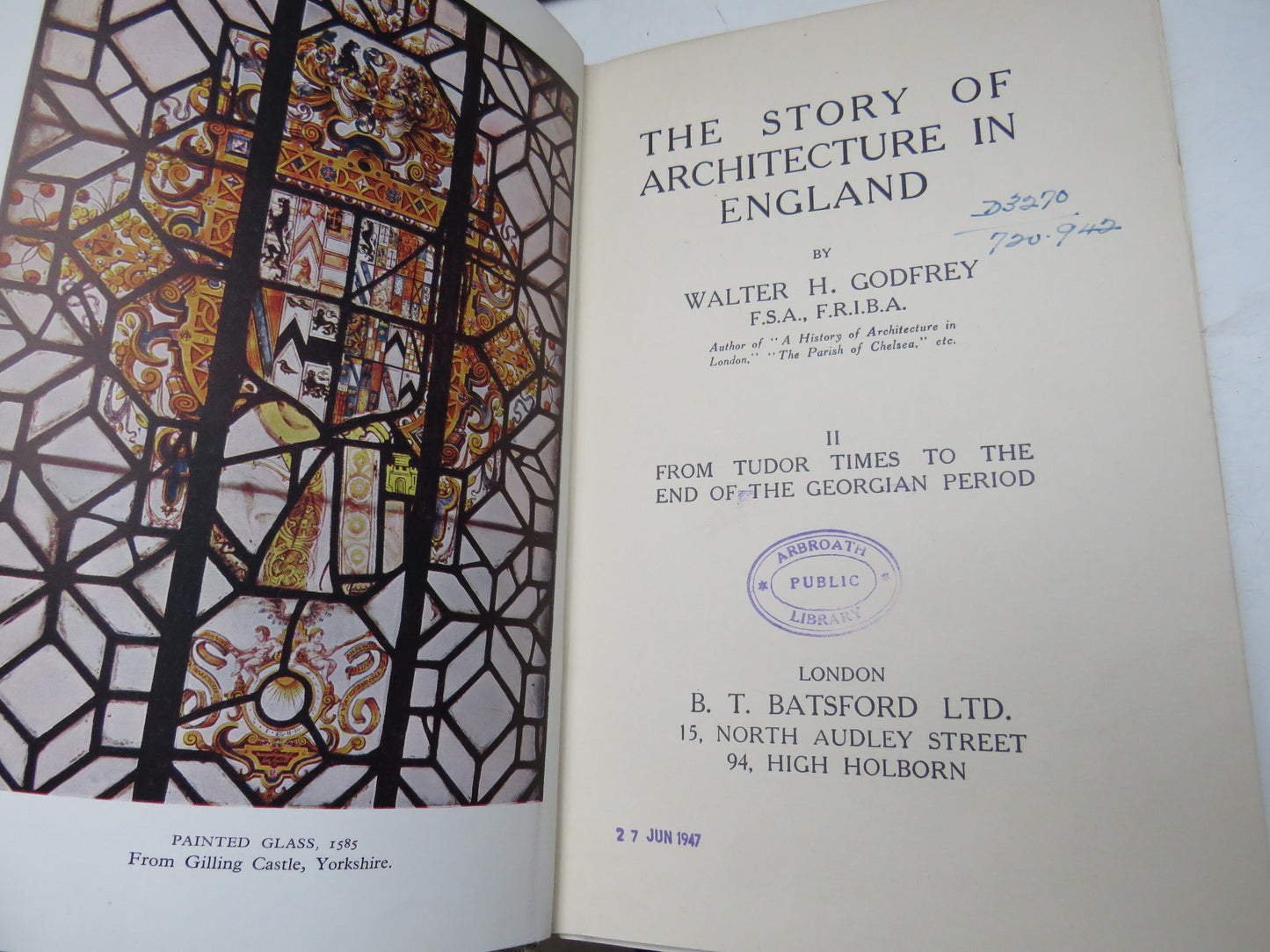 The Story of Architecture In England By Walter H. Godfrey Part I & II 1928
