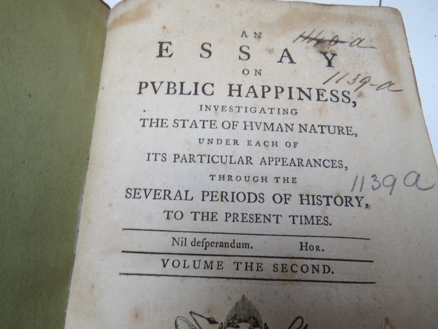 An Essay On Public Happiness Investigating The State of Human Nature Under Each of Its Particular Appearances Through Several Periods of History To The Present Times 1774
