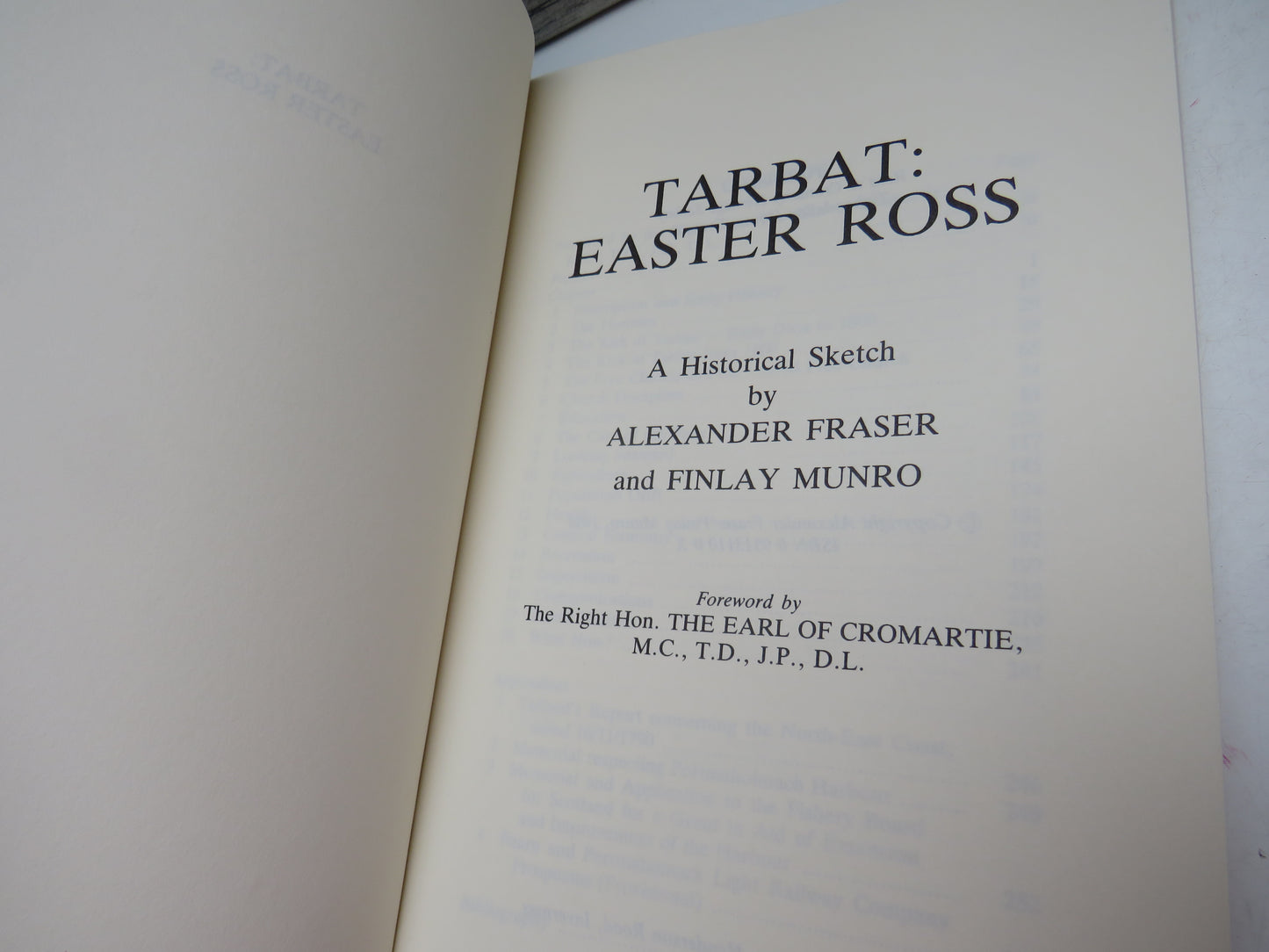 Tarbat: Easter Ross A Historical Sketch By Alexander Fraser and Finlay Munro 1988
