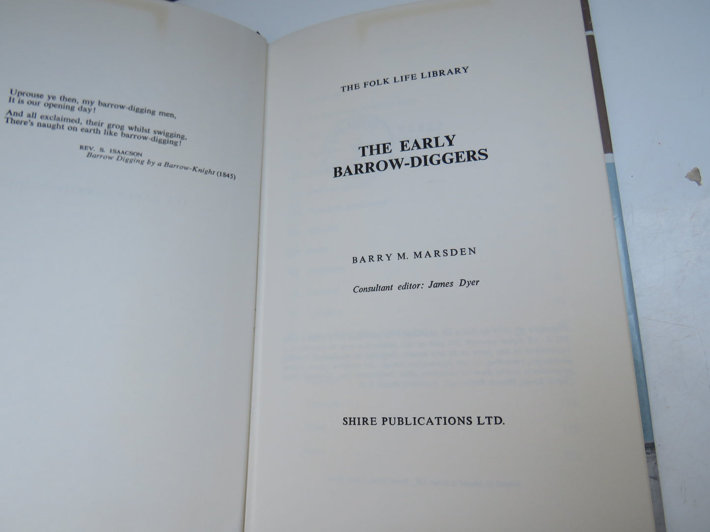 The Early Barrow-Diggers By Barry M. Marsden 1974 Vintage Book
