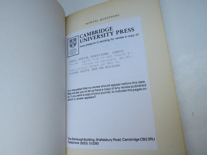 Mortal Questions By Thomas Nagel 1991 Vintage Book book image 2