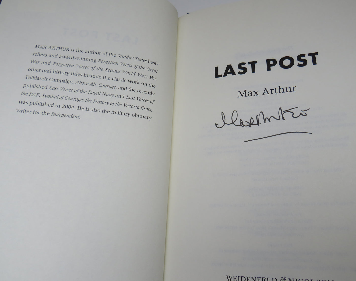 Last Post by Max Arthur, 2005, Author Signed